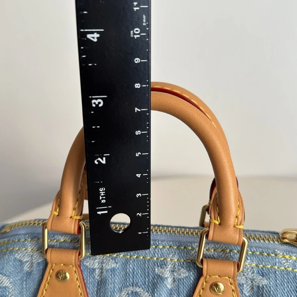 Louis Vuitton *Like NEW *Limited Edition* Nano Mini Denim Speedy Bag with Strap - Picture 16 of 17